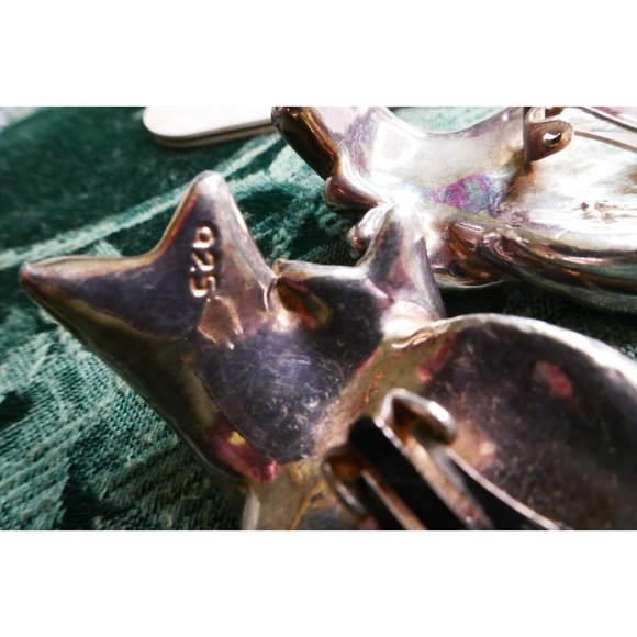 Huge Vintage Israel Electroform Sterling Silver Waterfall 2 Tone Earrings Signed - Picture 3 of 9